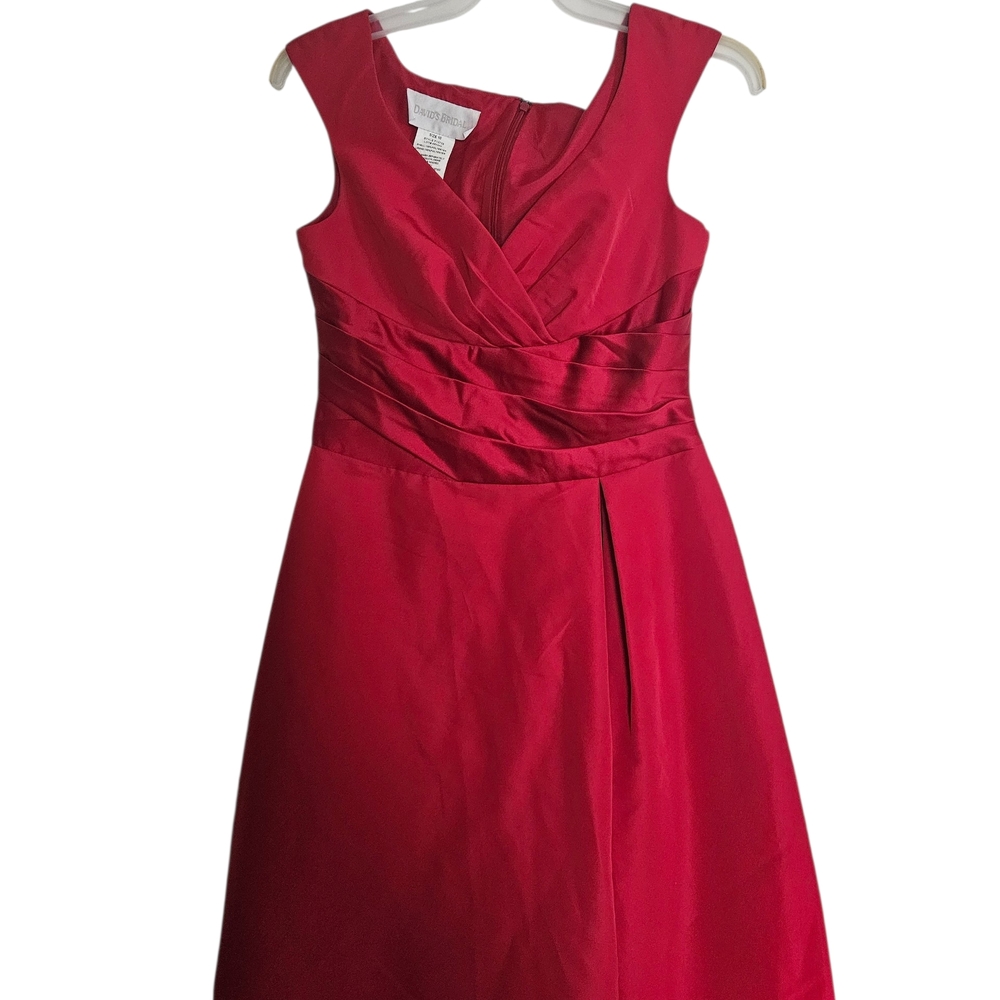 David's Bridal Vibrant Red Midi Dress